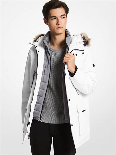 michael kors fox fur trim parka|Benson Faux Fur Trim Woven Parka .